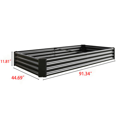 Rectangular Metal Raised Planter Outdoor Garden Plant Vegetable Bed- Black