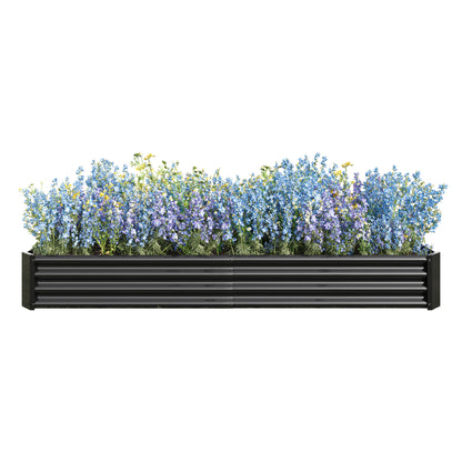 Rectangular Metal Raised Planter Outdoor Garden Plant Vegetable Bed- Black