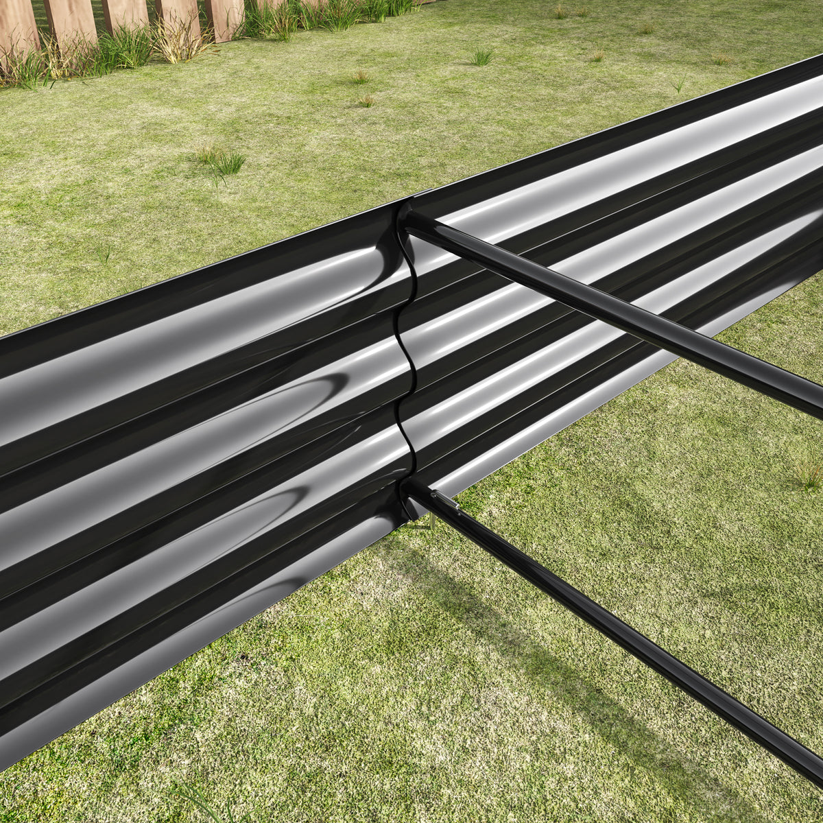 Rectangular Metal Raised Planter Outdoor Garden Plant Vegetable Bed- Black