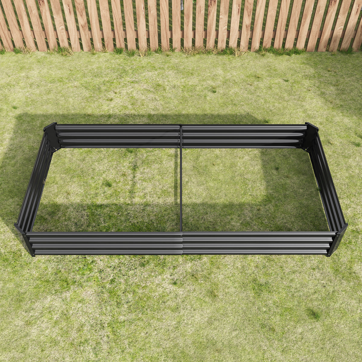 Rectangular Metal Raised Planter Outdoor Garden Plant Vegetable Bed- Black