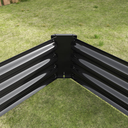 Rectangular Metal Raised Planter Outdoor Garden Plant Vegetable Bed- Black