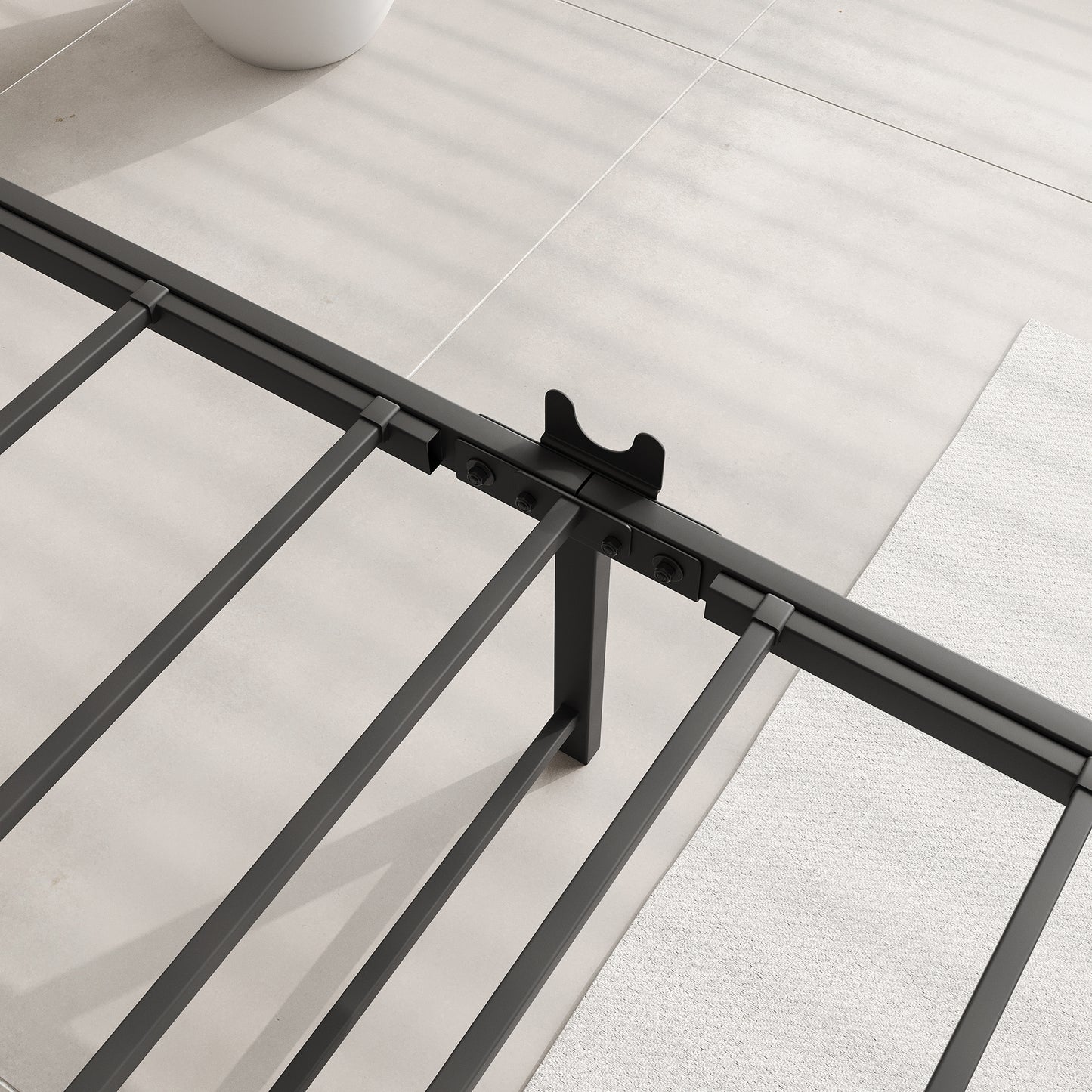 Full-Sized Platform Bedframe with Slats and Rustic Wooden Head Board