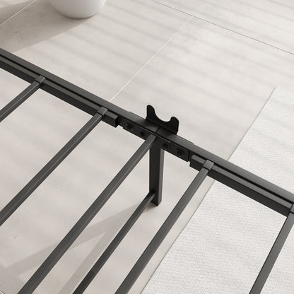 Full-Sized Platform Bedframe with Slats and Rustic Wooden Head Board