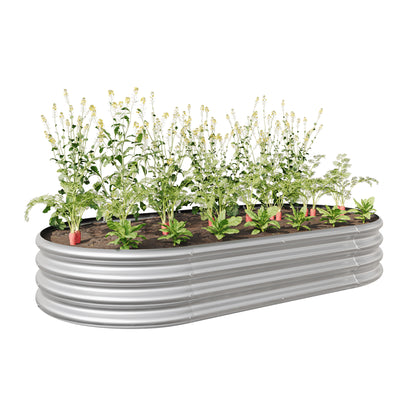 Oval-Shaped Large Metal Raised Garden Bed Herbs and Vegetable Planter