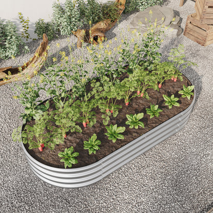 Oval-Shaped Large Metal Raised Garden Bed Herbs and Vegetable Planter