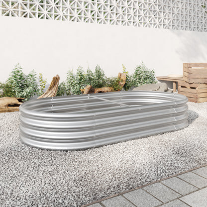 Oval-Shaped Large Metal Raised Garden Bed Herbs and Vegetable Planter