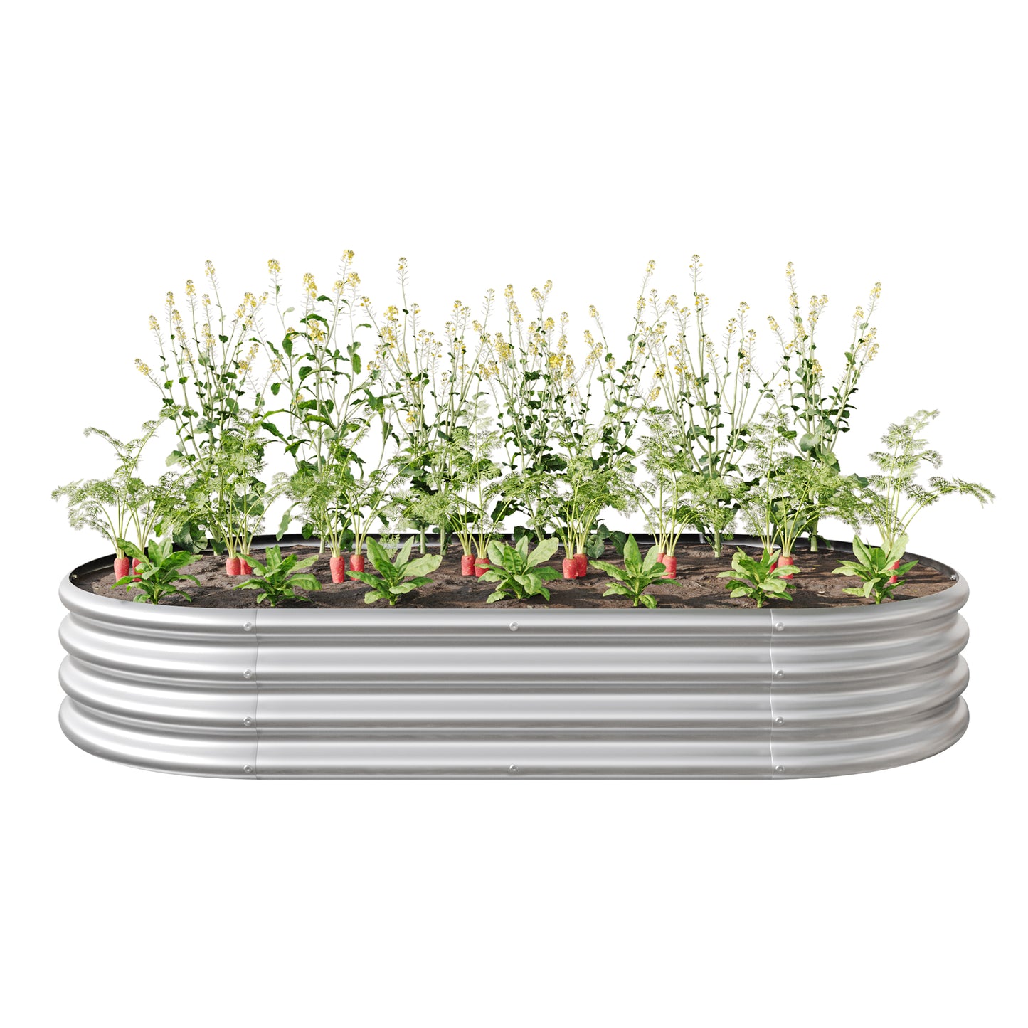 Oval-Shaped Large Metal Raised Garden Bed Herbs and Vegetable Planter
