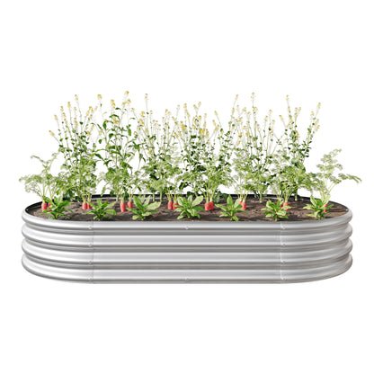 Oval-Shaped Large Metal Raised Garden Bed Herbs and Vegetable Planter