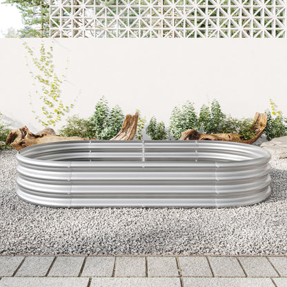 Oval-Shaped Large Metal Raised Garden Bed Herbs and Vegetable Planter