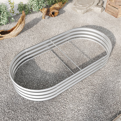 Oval-Shaped Large Metal Raised Garden Bed Herbs and Vegetable Planter