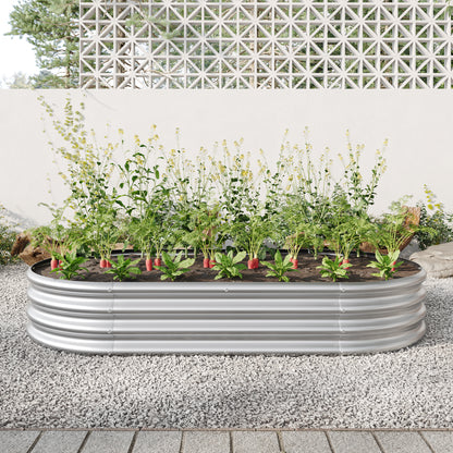 Oval-Shaped Large Metal Raised Garden Bed Herbs and Vegetable Planter