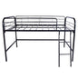 Twin-Sized Full Metal High Loft Style Bedframe with Ladder and Guard Rails