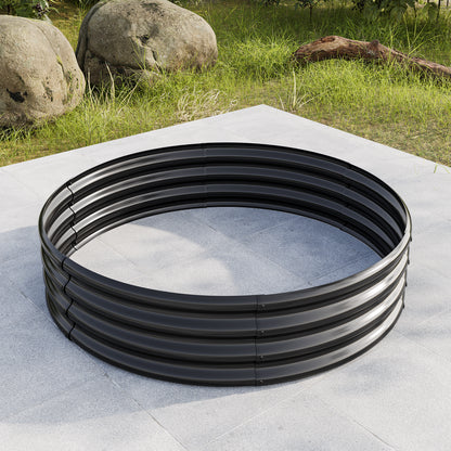 Round Shape Metal Raised Garden Bed Herbs and Vegetable Planter- Black