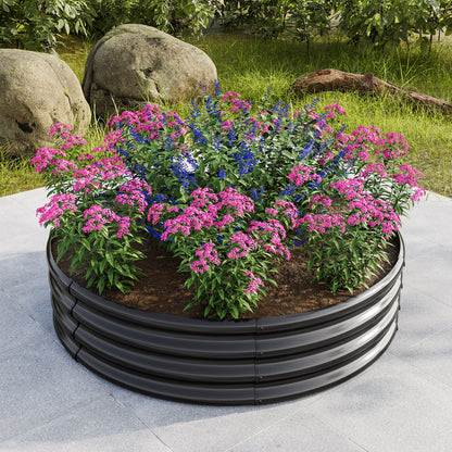 Round Shape Metal Raised Garden Bed Herbs and Vegetable Planter- Black