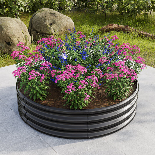 Round Shape Metal Raised Garden Bed Herbs and Vegetable Planter- Black