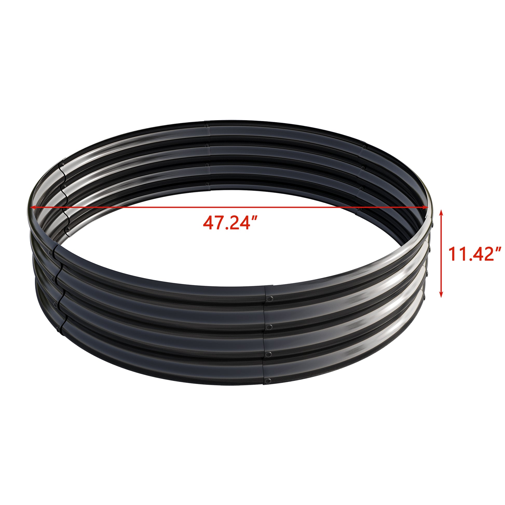 Round Shape Metal Raised Garden Bed Herbs and Vegetable Planter- Black