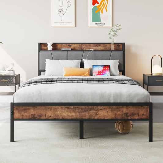 Full-Sized Easy Assembly Full Metal Vintage Platform Bed Frame- Black