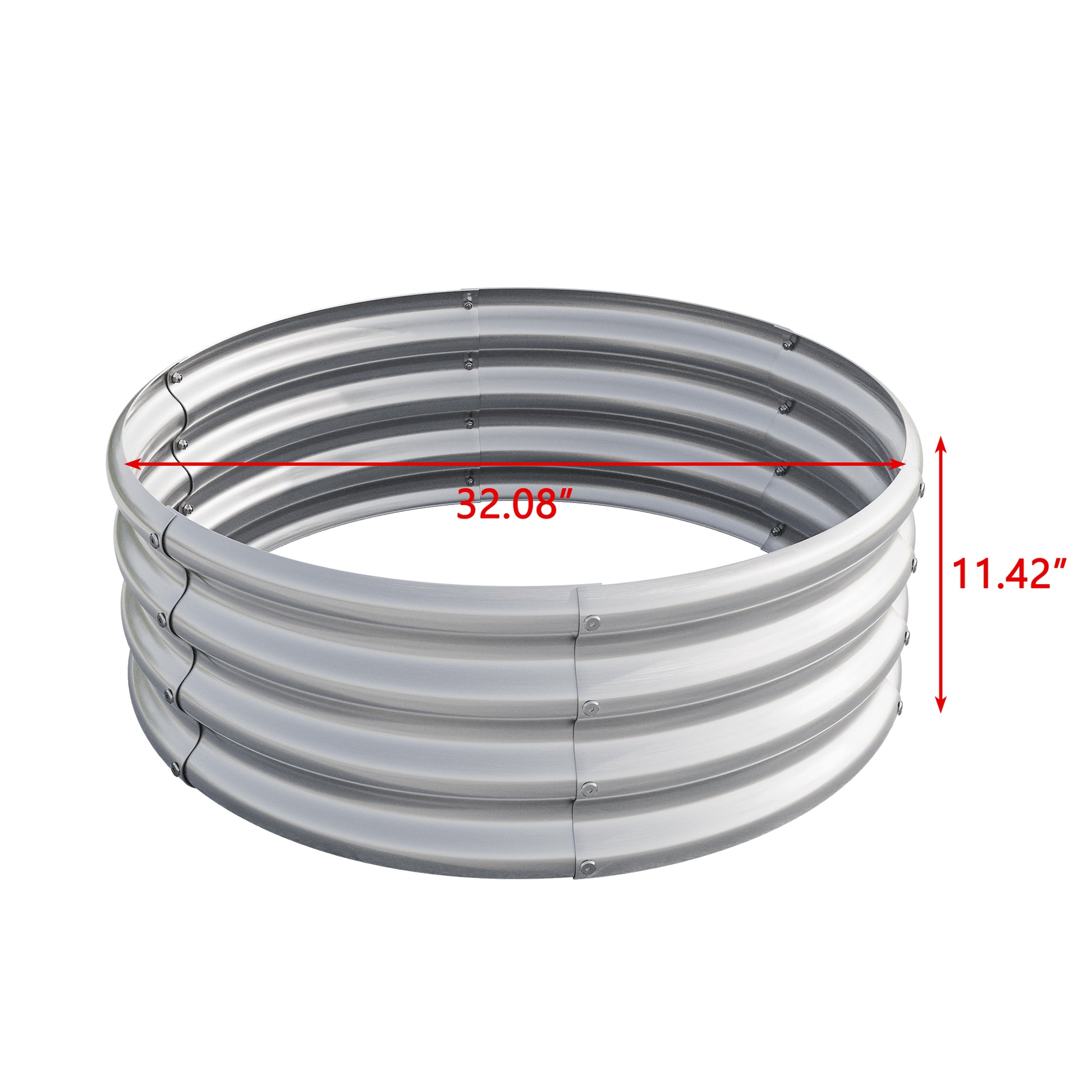 50 Gallons Tall and Round Raised Planter Outdoor Garden Herbs and Vegetable Bed- Silver