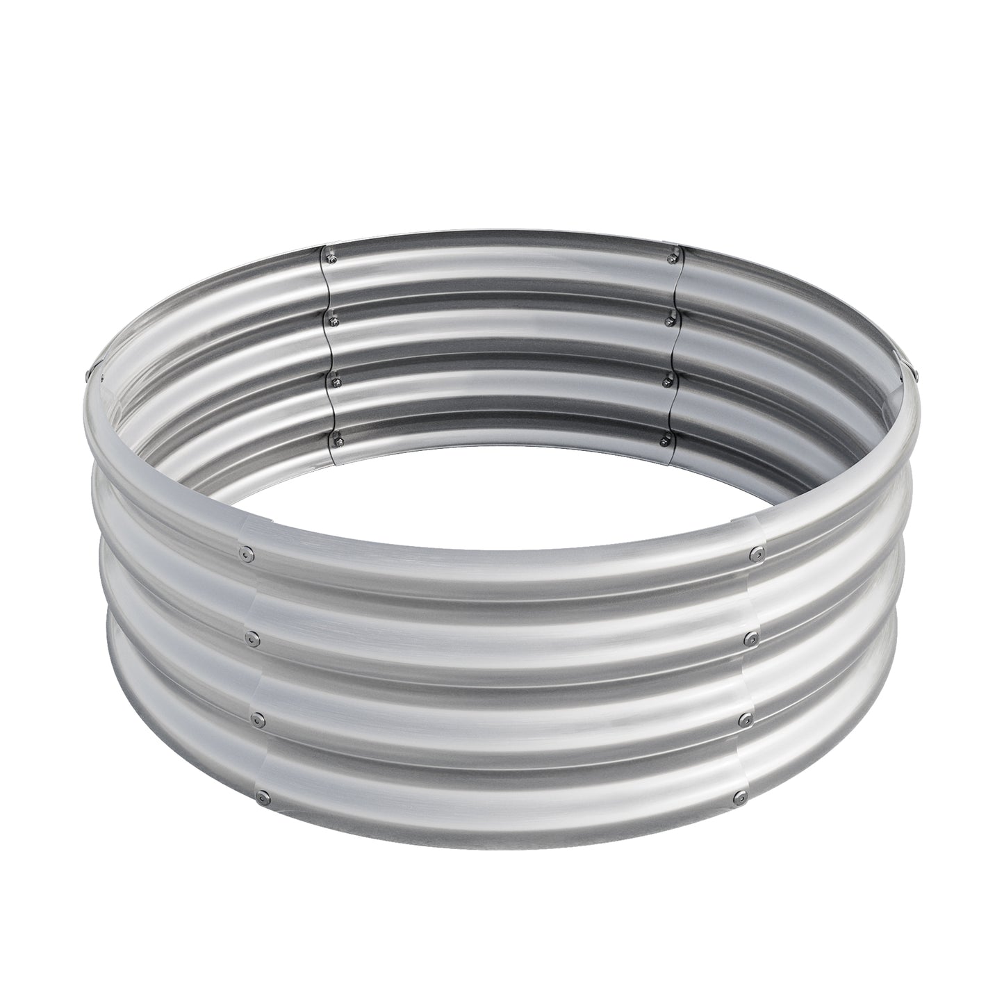 50 Gallons Tall and Round Raised Planter Outdoor Garden Herbs and Vegetable Bed- Silver