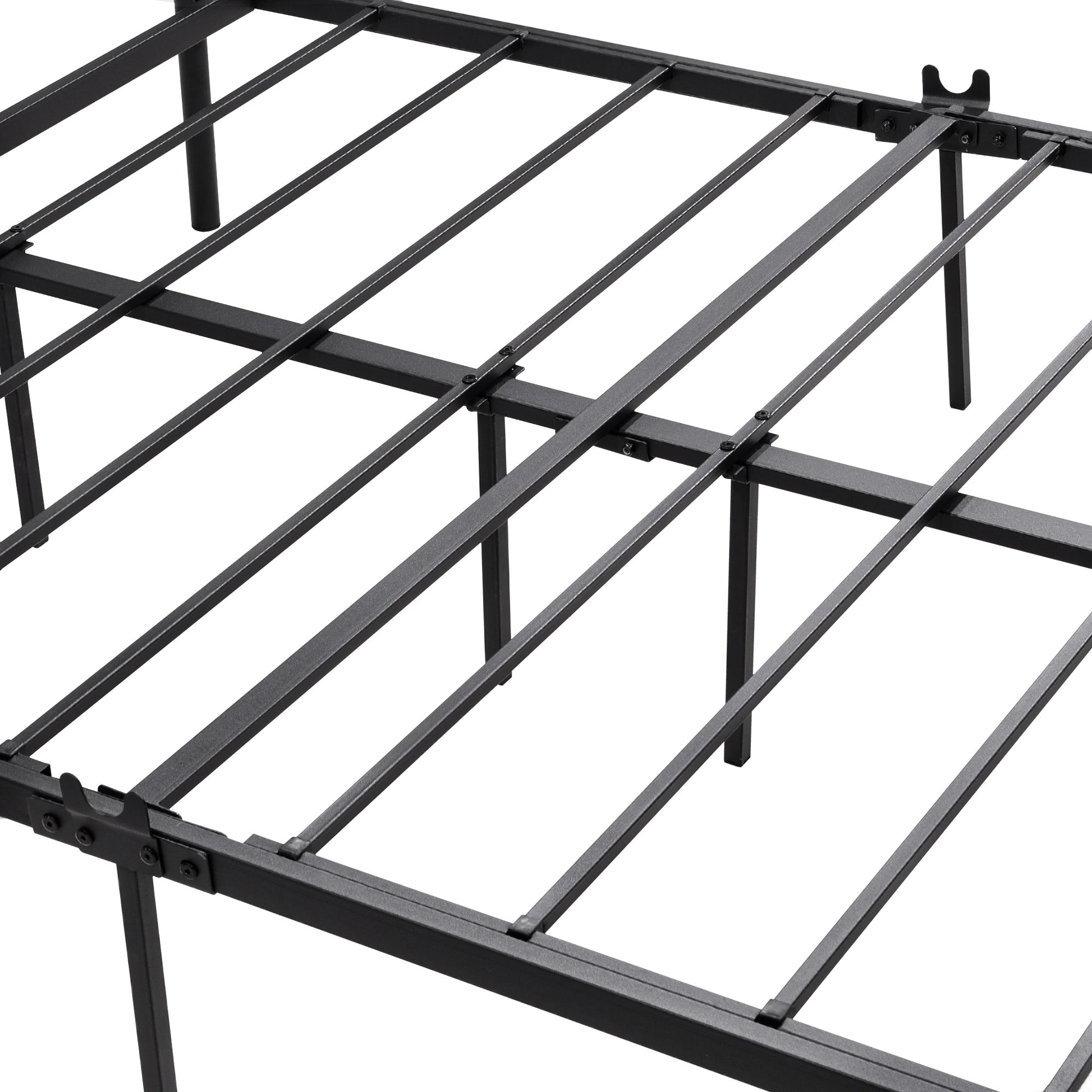 Heavy Duty Metal Full Slat Support Easy Assembly Platform Bed Frame in Black