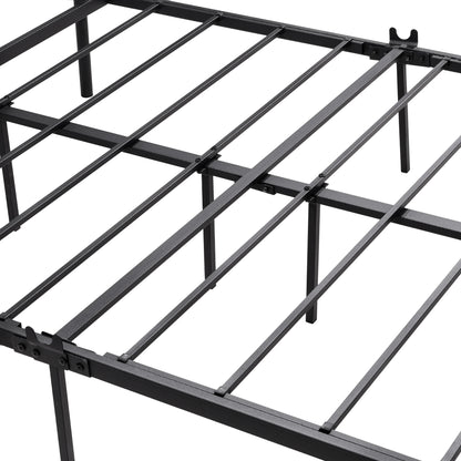 Heavy Duty Metal Full Slat Support Easy Assembly Platform Bed Frame in Black