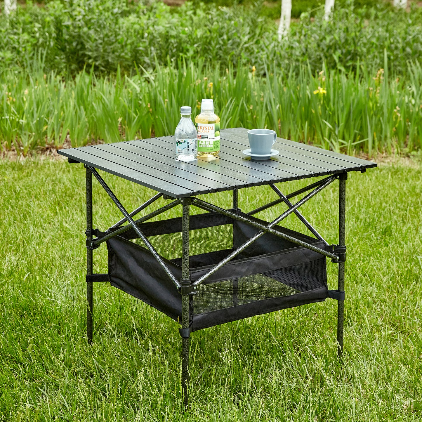 Aluminum Folding Outdoor Camping Roll-Up Square Table with Carrying Bag