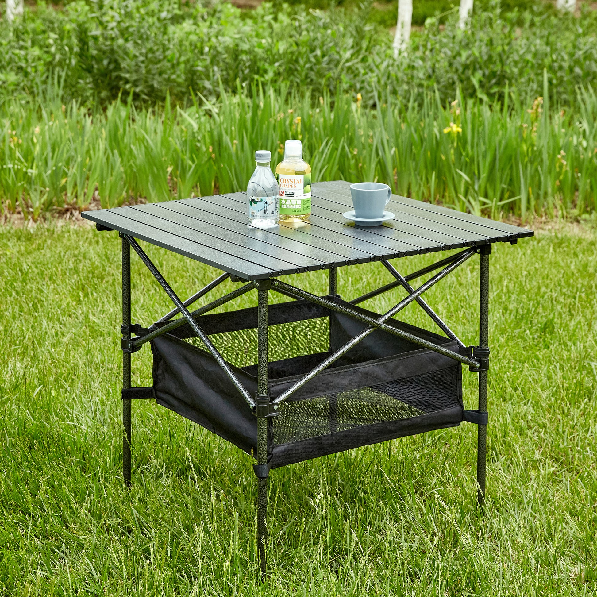 Aluminum Folding Outdoor Camping Roll-Up Square Table with Carrying Bag