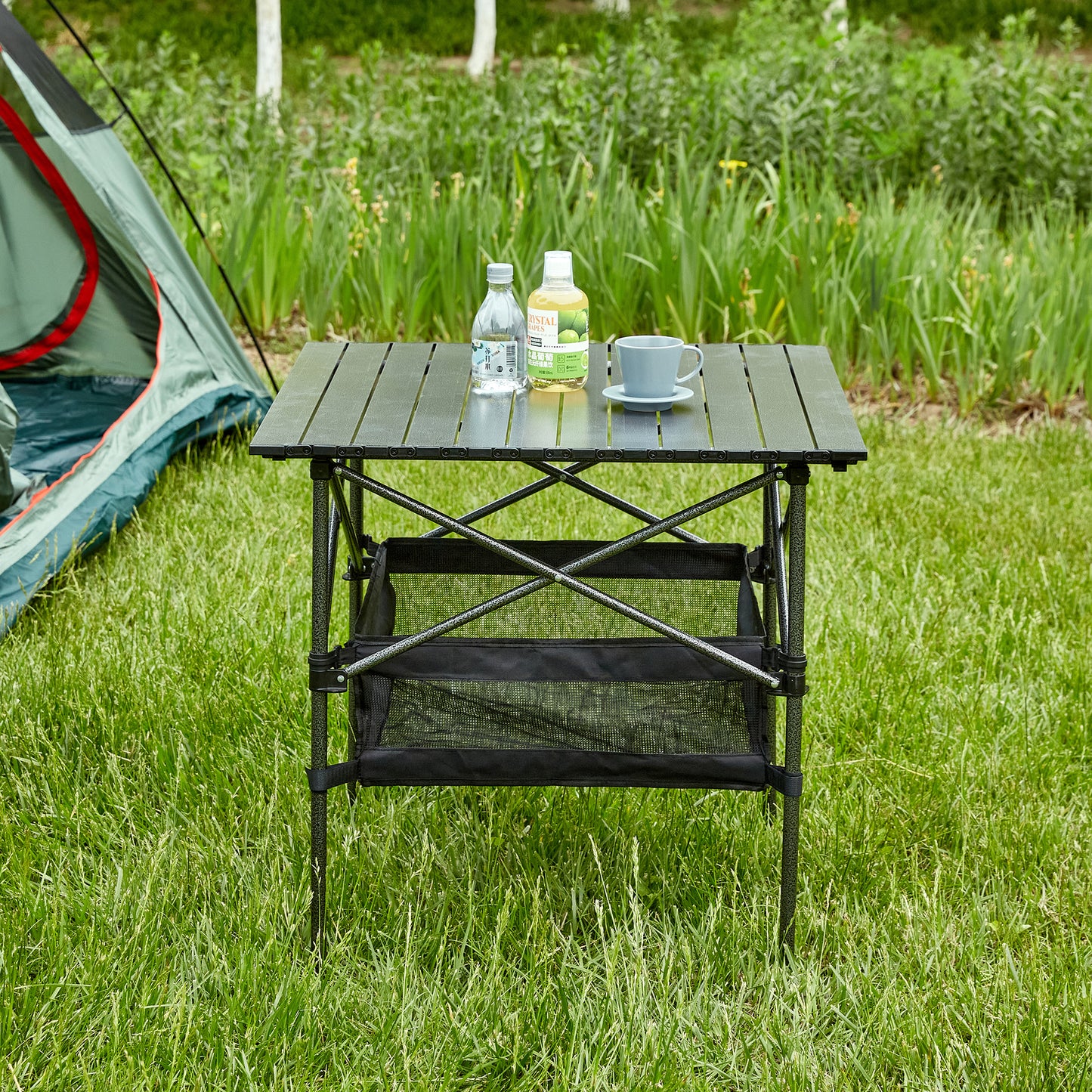 Aluminum Folding Outdoor Camping Roll-Up Square Table with Carrying Bag