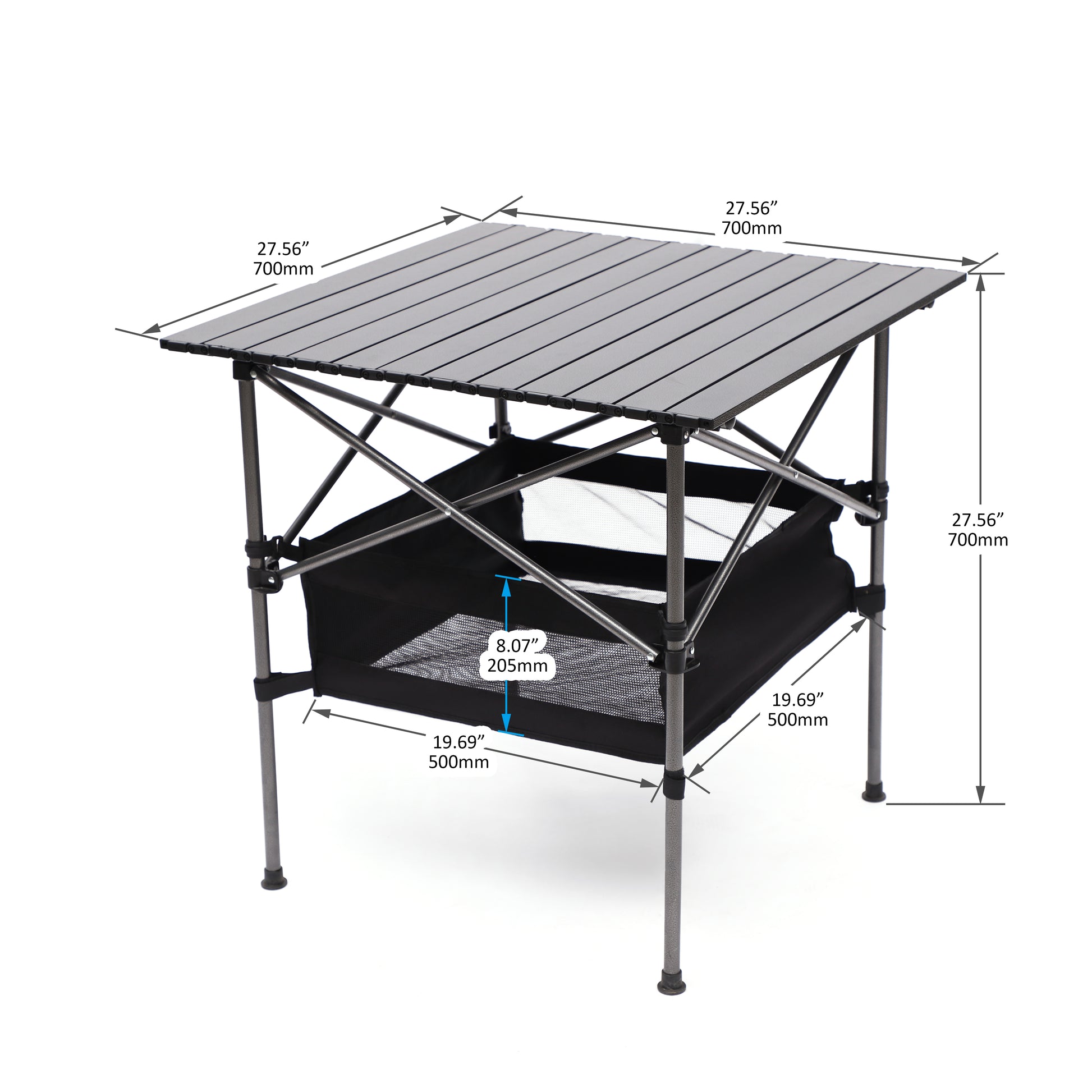 Aluminum Folding Outdoor Camping Roll-Up Square Table with Carrying Bag