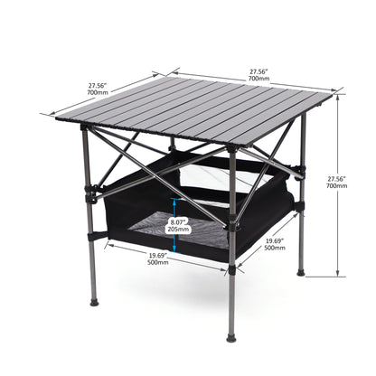 Aluminum Folding Outdoor Camping Roll-Up Square Table with Carrying Bag