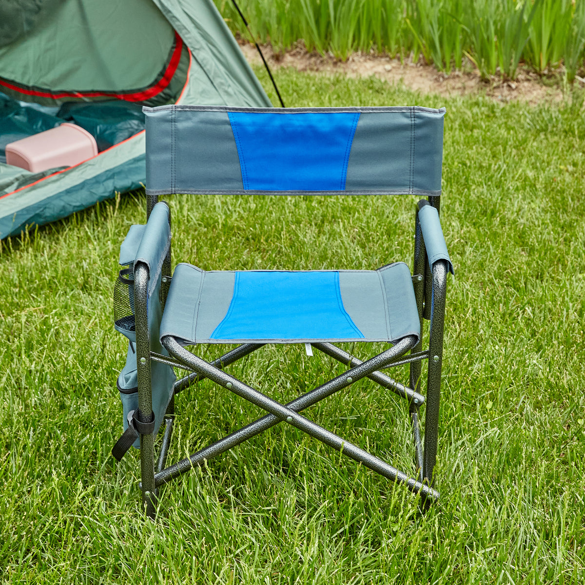 Aluminum Folding Outdoor Camping Director’s Chair with Storage Pockets