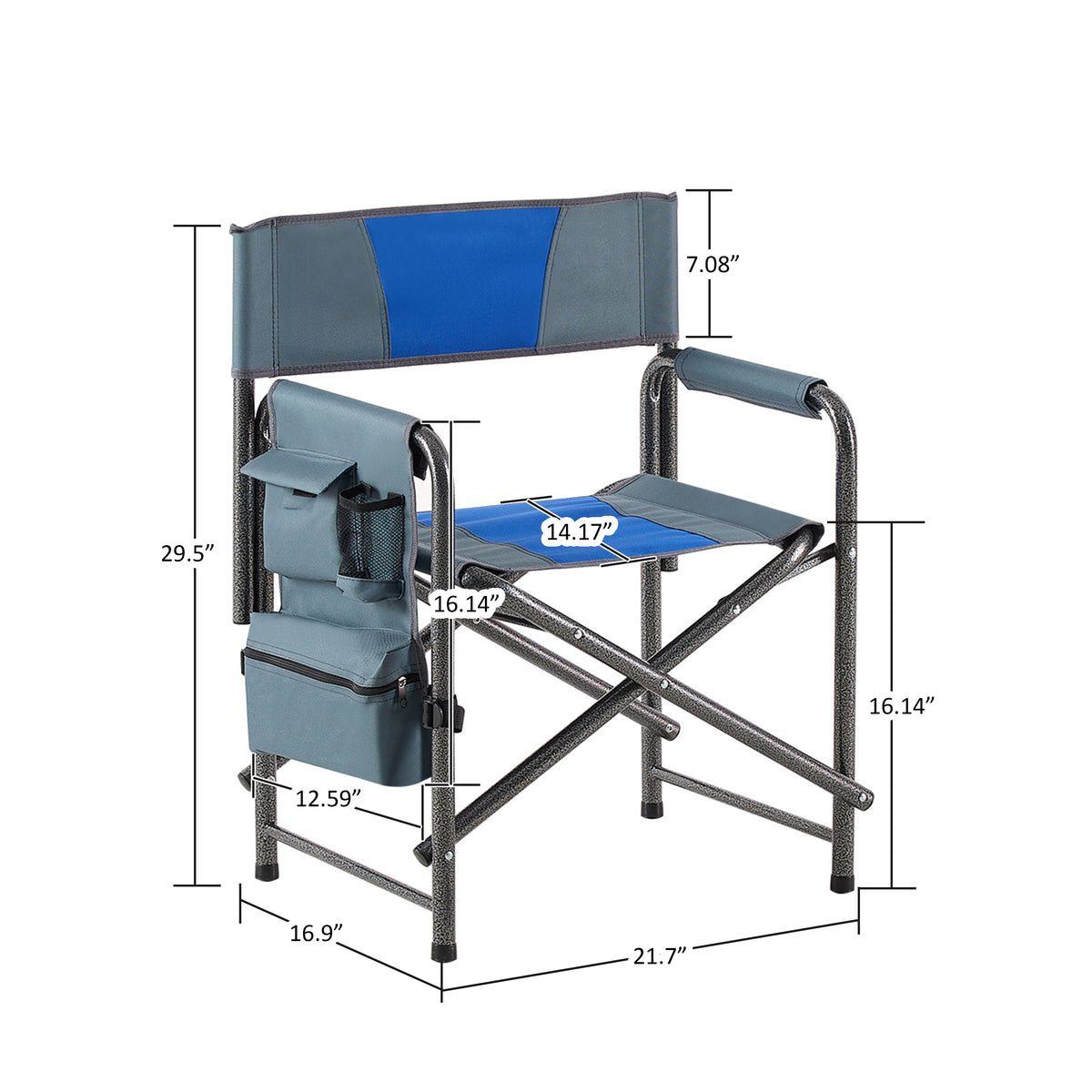 Aluminum Folding Outdoor Camping Director’s Chair with Storage Pockets
