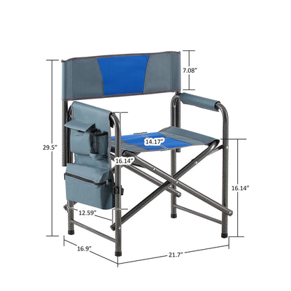 Aluminum Folding Outdoor Camping Director’s Chair with Storage Pockets