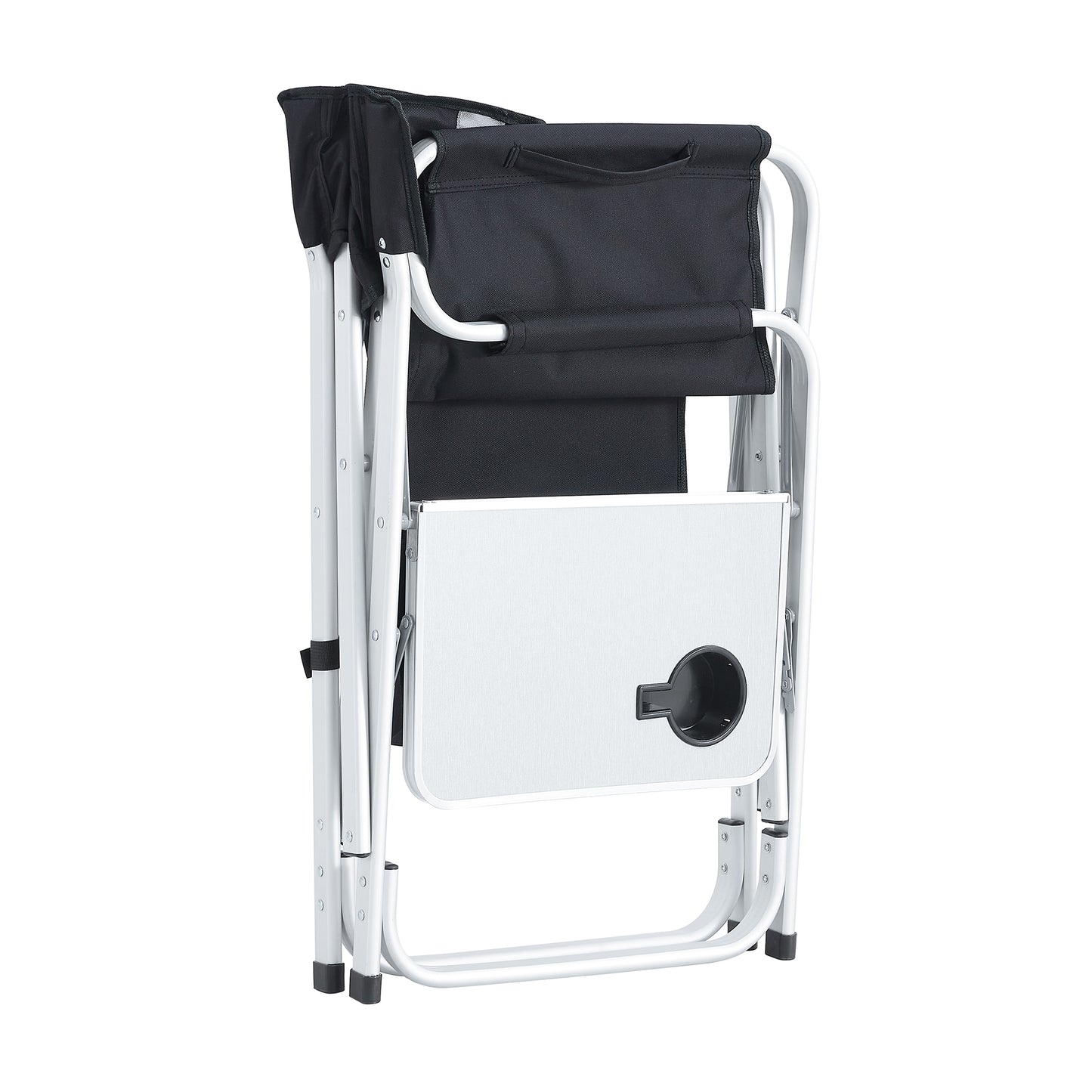 Padded Folding Indoor and Outdoor Chair with Side Table and Storage Pockets