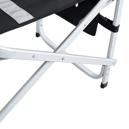 Padded Folding Indoor and Outdoor Chair with Side Table and Storage Pockets