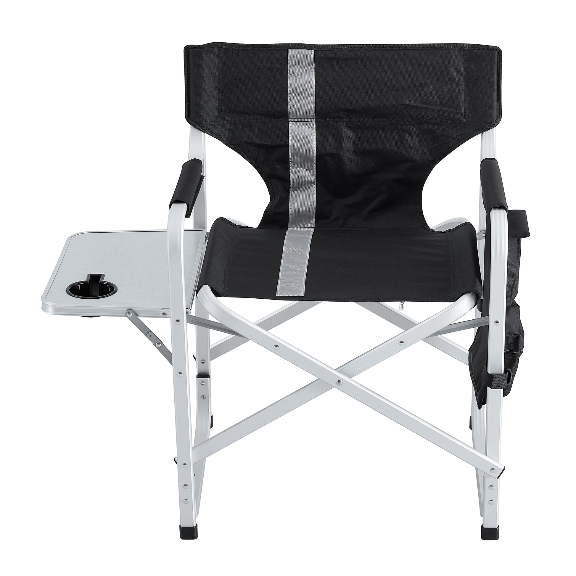 Padded Folding Indoor and Outdoor Chair with Side Table and Storage Pockets