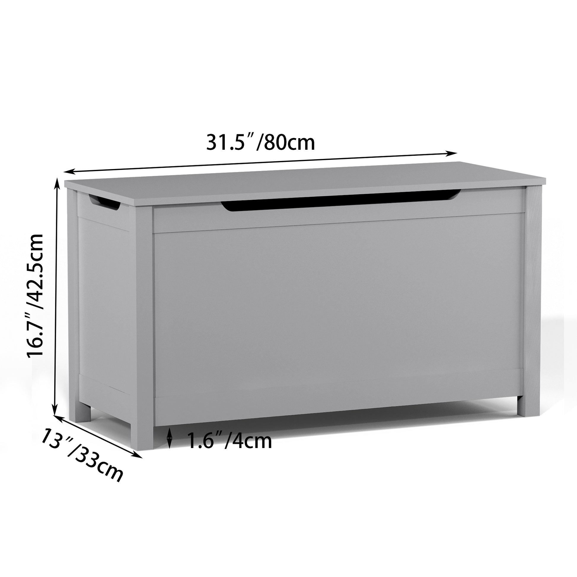 Kids Wooden Toy Box Storage with Safety Hinged Lid for Ages 3+ -Gray