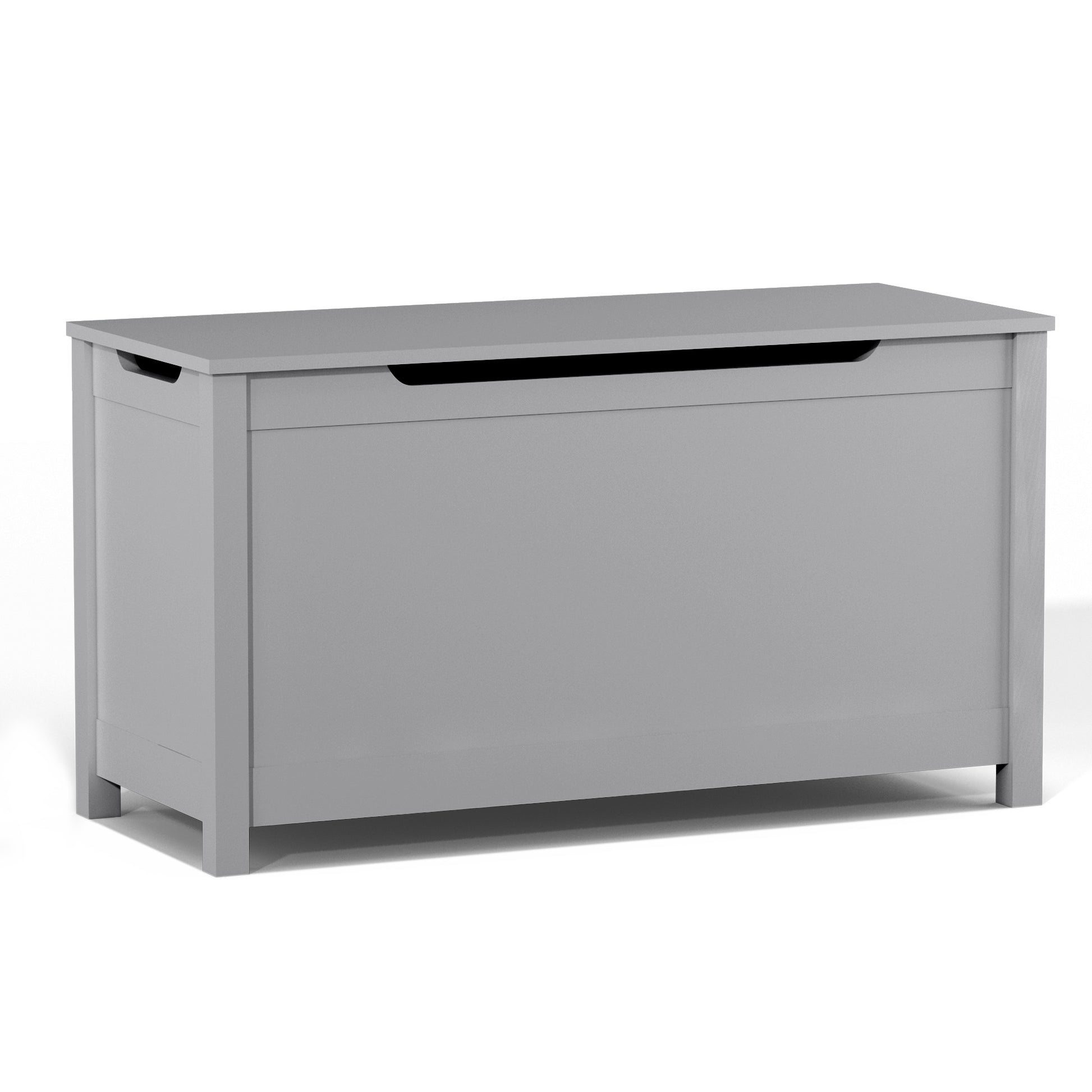 Kids Wooden Toy Box Storage with Safety Hinged Lid for Ages 3+ -Gray