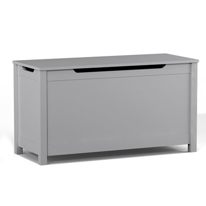 Kids Wooden Toy Box Storage with Safety Hinged Lid for Ages 3+ -Gray