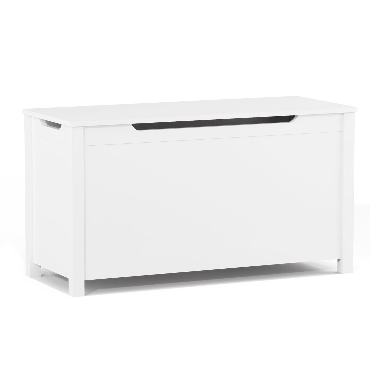 Kids Wooden Toy Box Storage with Safety Hinged Lid for Ages 3+ -White