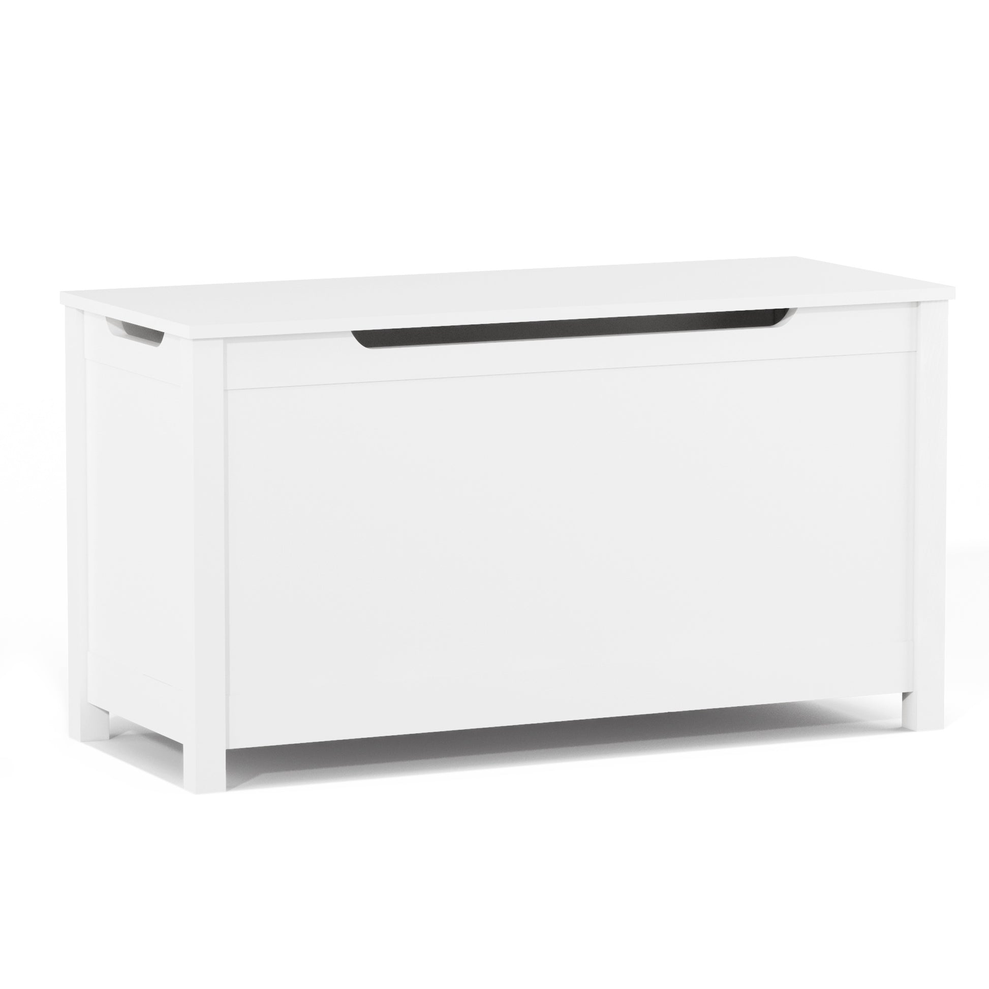 Kids Wooden Toy Box Storage with Safety Hinged Lid for Ages 3+ -White