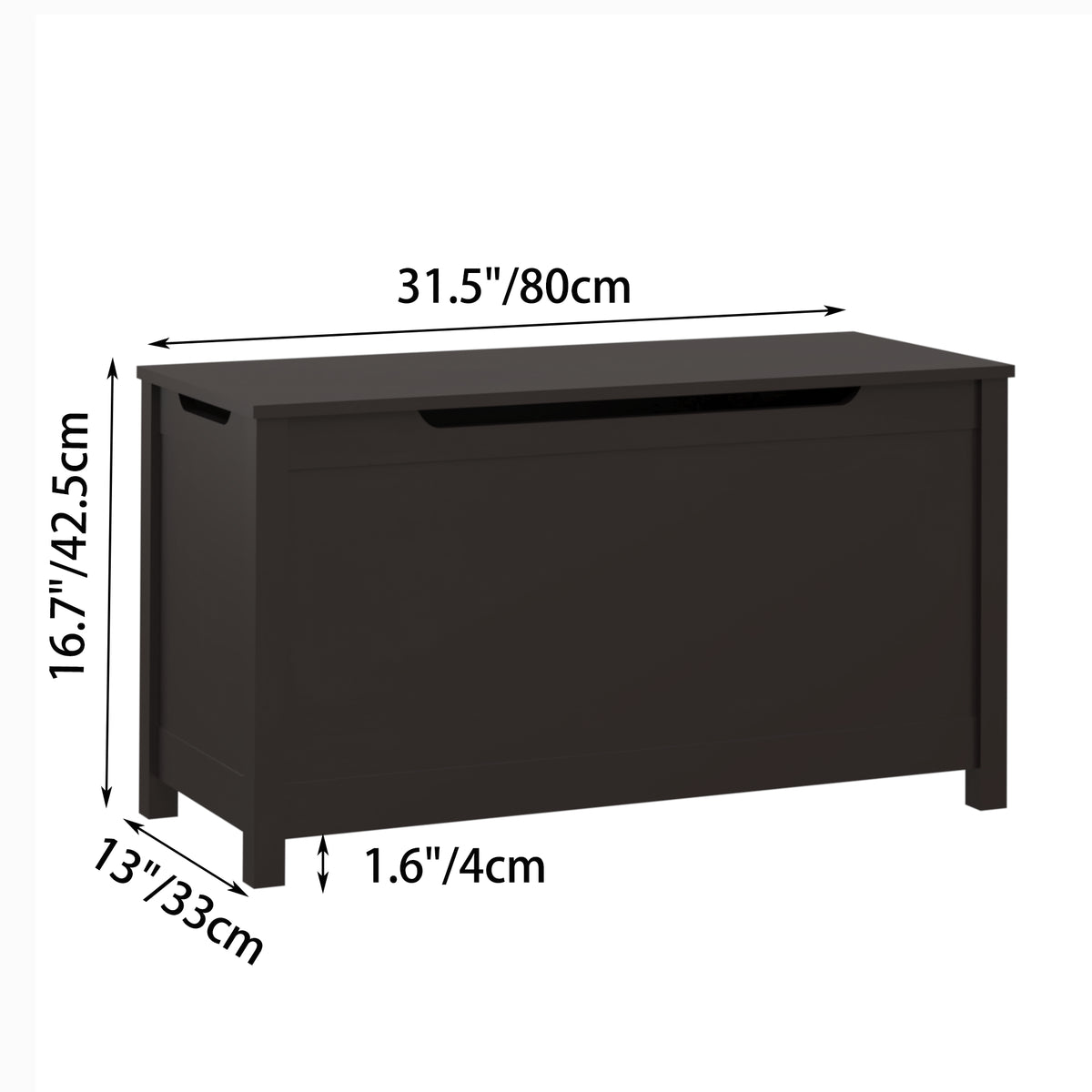 Kids Wooden Toy Box Storage with Safety Hinged Lid for Ages 3+ -Dark Brown