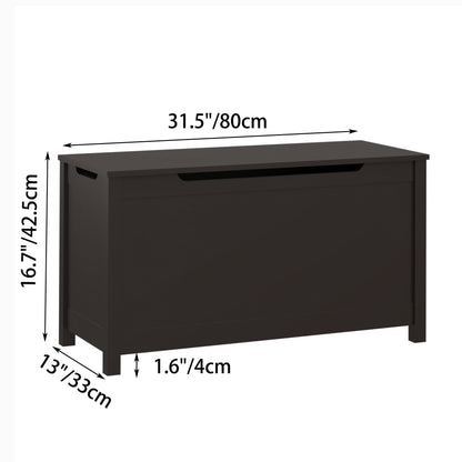Kids Wooden Toy Box Storage with Safety Hinged Lid for Ages 3+ -Dark Brown