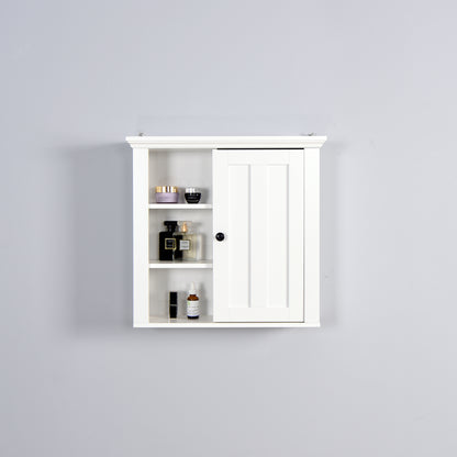 Modern Designed Wooden Bathroom Wall Mounted Cabinet with Door- White