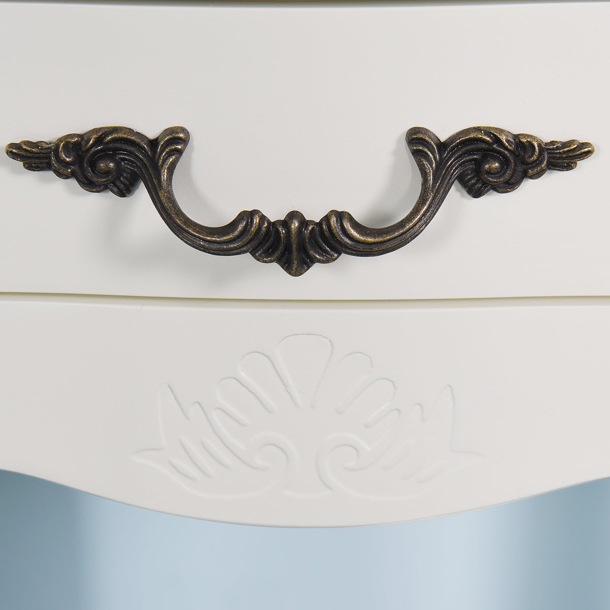 Modern and Elegant Floor Standing Bedside Table with Curved Legs and Drawer- White