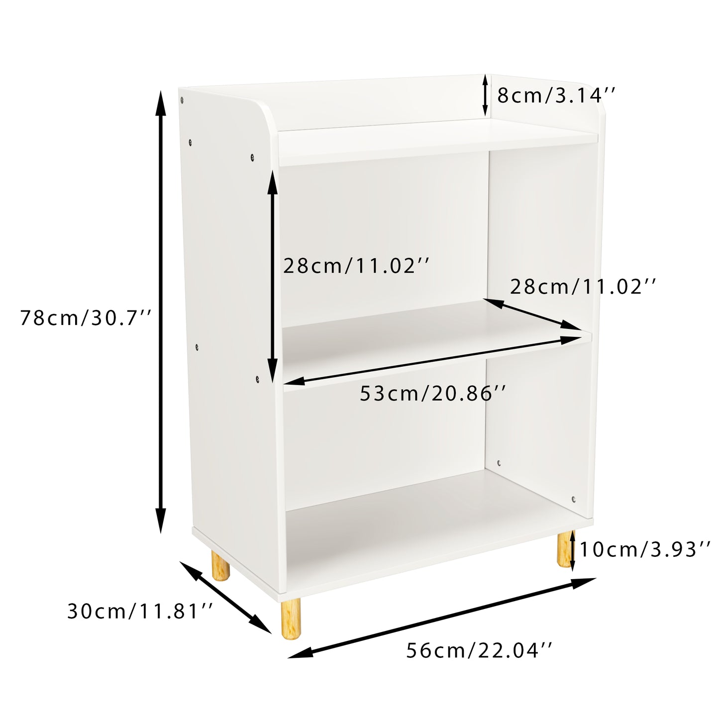 3-Tier Kid’s Bookcase Book Display Shelf and Cabinet Organizer- White