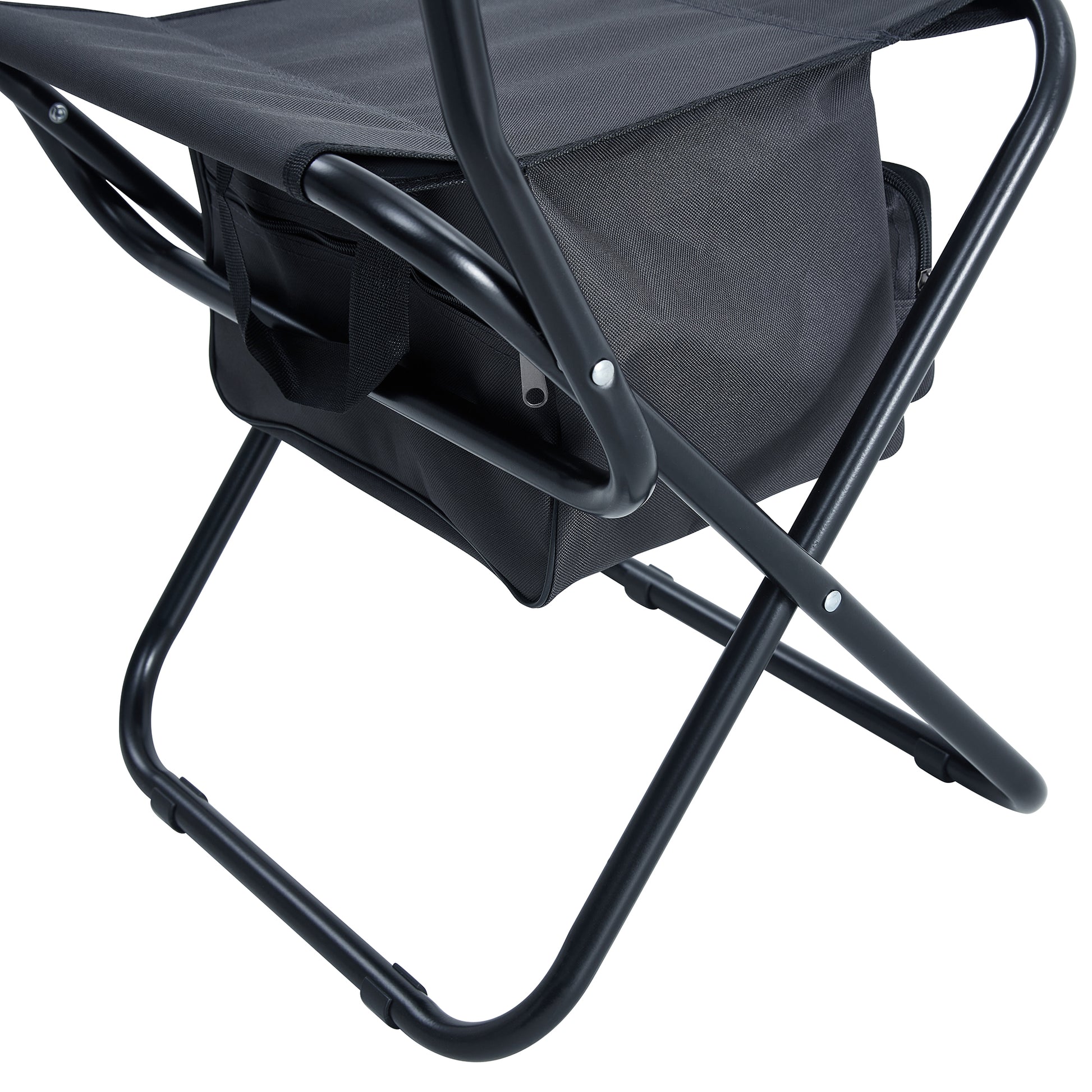 2 Pcs/Set Portable Folding Outdoor Camping Chair with Storage Bag- Grey