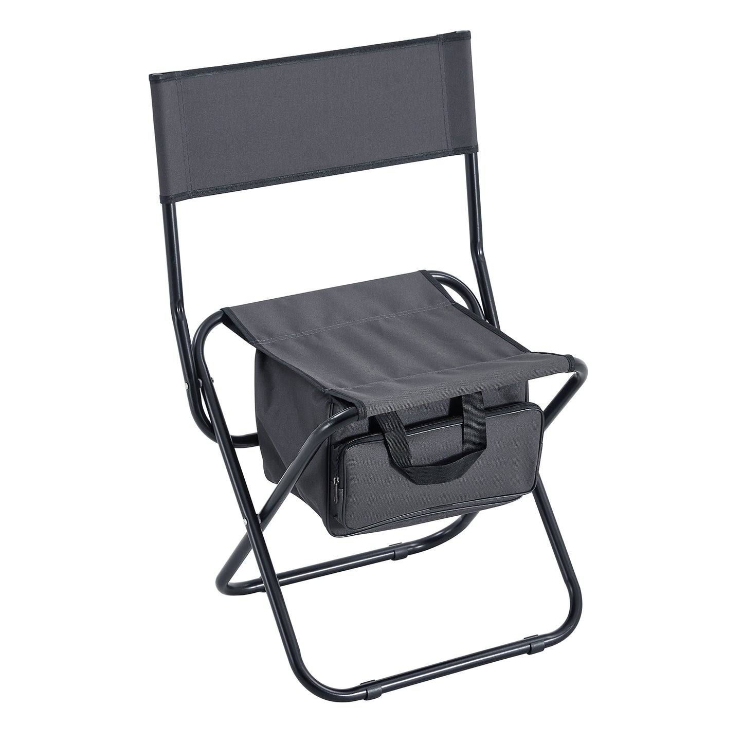 2 Pcs/Set Portable Folding Outdoor Camping Chair with Storage Bag- Grey
