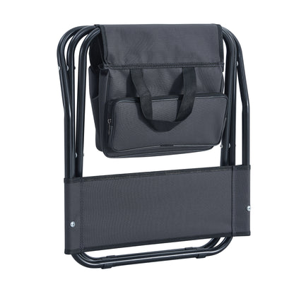 2 Pcs/Set Portable Folding Outdoor Camping Chair with Storage Bag- Grey