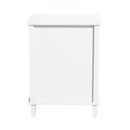 Wooden Nightstand with One Drawer and Open Shelf for Bedroom- White+Pink